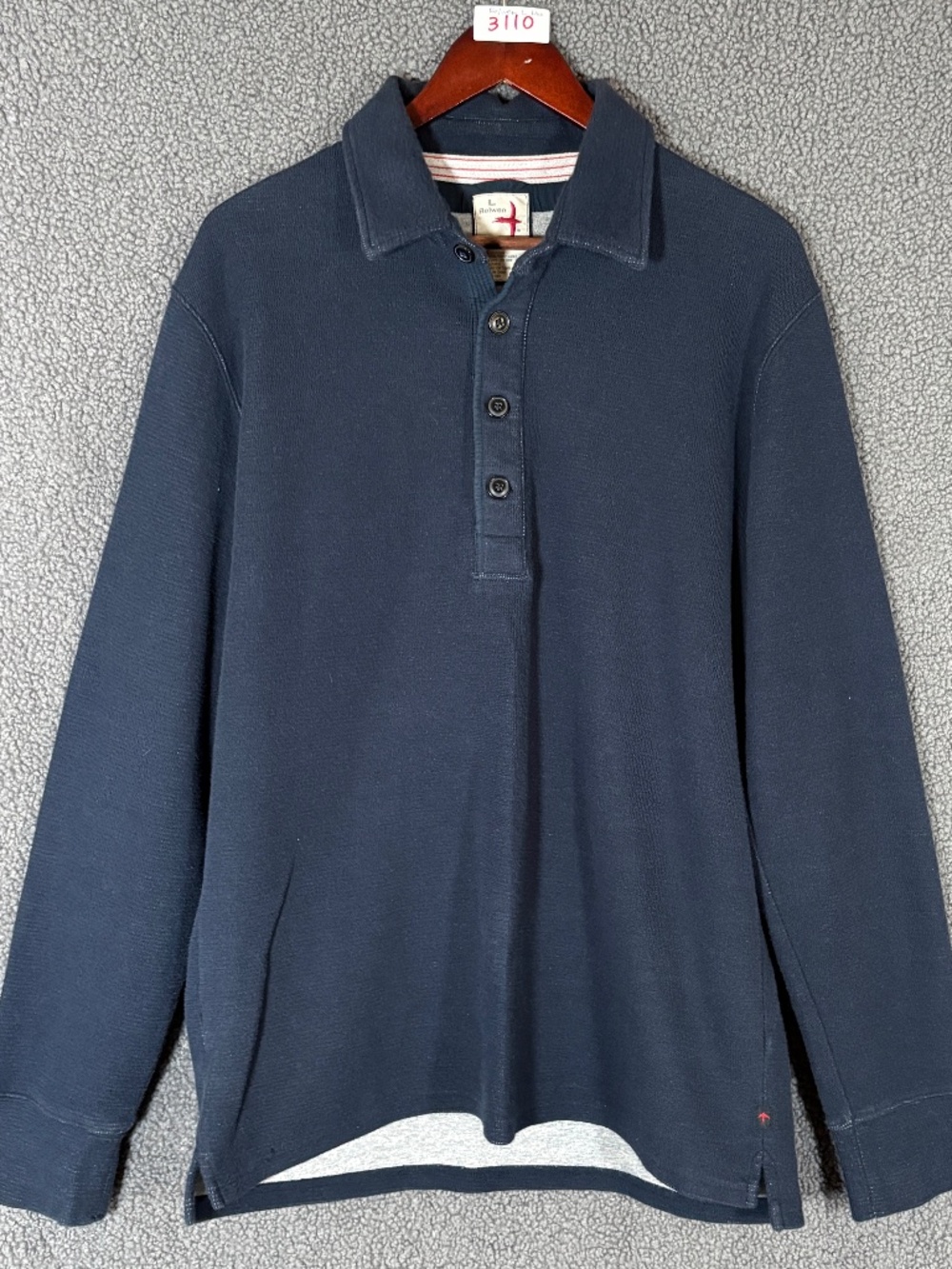 Relwen Cotton Long Sleeve Kint Sweatshirt Polo Shirt - Men's Size L - Blue